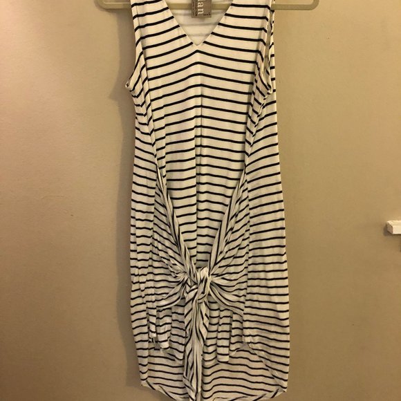 coast black and white striped dress